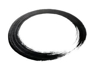 Black brush stroke circle isolated on transparent background