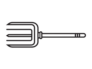 Farming bale fork attachment tool drawn in elegant outline