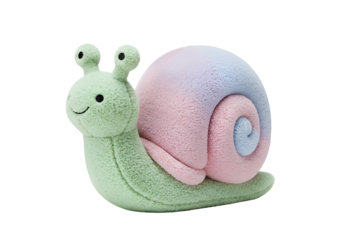 Pastel Rainbow Plush Snail Toy: Soft, Cute, and Collectible on white background