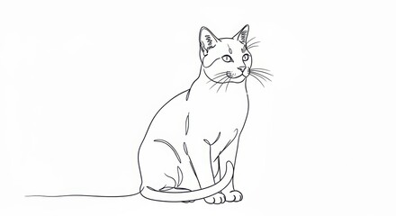Obraz premium Elegant line drawing of a sitting siamese cat