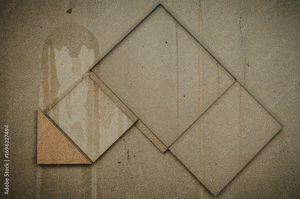 Poster wall display featuring abstract geometric patterns