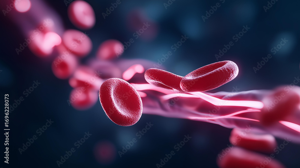 Poster a high speed view of erythrocytes streaming through a heart valve their shapes warping with the forc