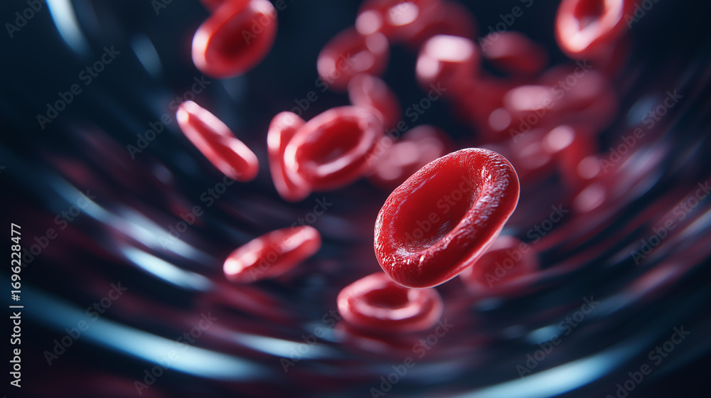 Aufkleber a high speed view of erythrocytes streaming through a heart valve their shapes warping with the forc