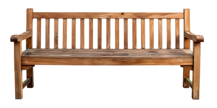 wooden park bench isolated on white or transparent png - Powered by Adobe