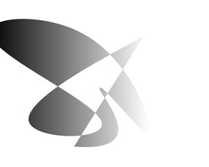 Dynamic abstract shapes in shades of gray flowing across the space, creating a modern and minimalist aesthetic that evokes a sense of movement and elegance