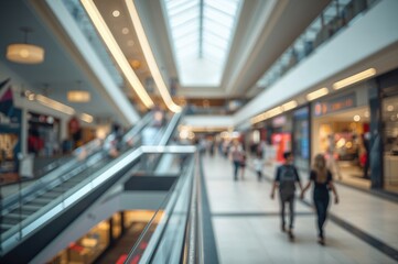 Blurred interior of a commercial retail space with abstract design