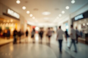 Blurred and out-of-focus interior of a retail department store for background purposes