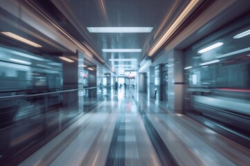 Obraz premium Blurred abstract background of an indoor corridor in a building
