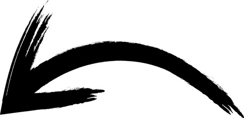 Hand-drawn Black marker arrow isolated on a transparent background, hand-drawn. Arrow icon. Arrow drawn with black marker on white background