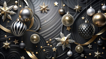 Luxury black and silver christmas background with elegance vector illustration on white background  