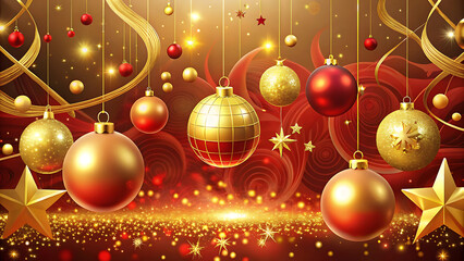 Luxury celebration design with golden christmas ornaments vector illustration on white background  