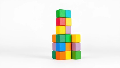 Colorful Plastic Building Blocks Stacked Arrangement