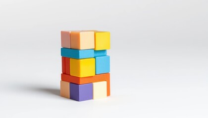 Colorful Plastic Building Blocks Stacked Tower