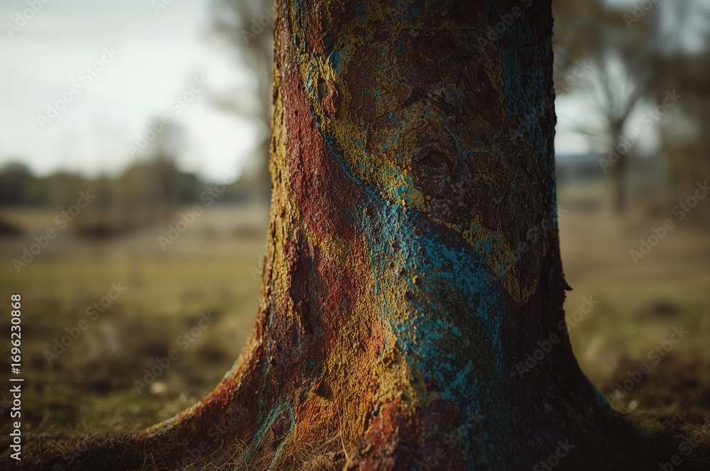 Poster close-up view of tree bark texture and trunk patterns