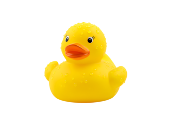 Yellow Rubber Duck: Vibrant Toy Photography on white background