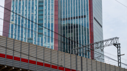 walls and windows of high business building bottom view