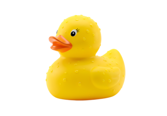 Yellow Rubber Duck: Bath Toy, Child's Play, Cute Toy on white background