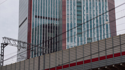 walls and windows of high business building bottom view