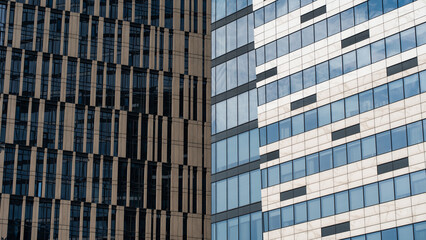 walls and windows of high business building bottom view