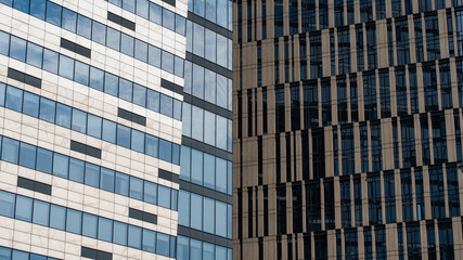 walls and windows of high business building bottom view