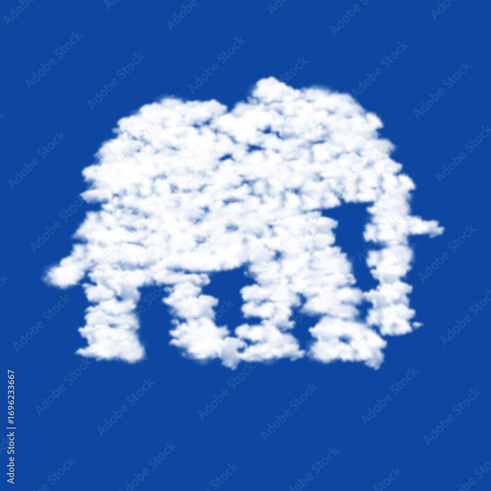 Poster clouds in the shape of a elephant on a transparent background. a symbol consisting of clouds in the 