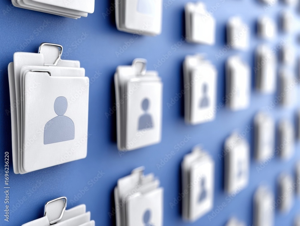 Poster digital profile network: a digital profile network of icons against a vibrant backdrop, inviting a s