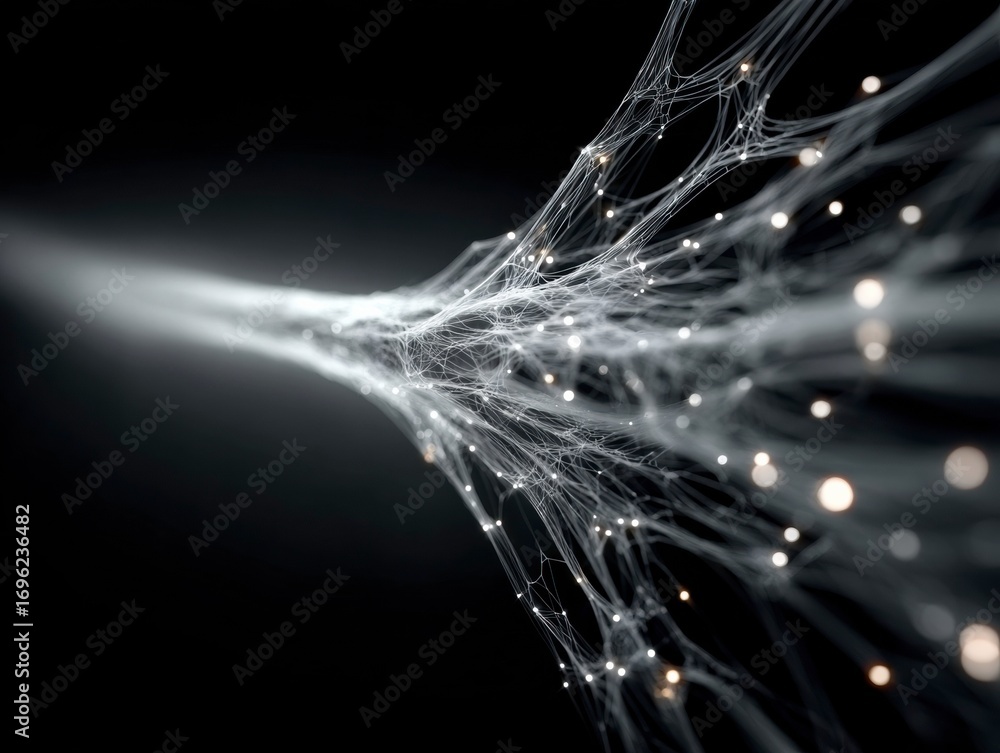 Poster digital fiber optics: a mesmerizing close-up of interconnected digital fiber optics, representing da
