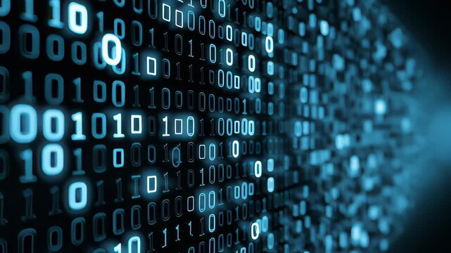 Data visualization event exploring binary code patterns in a digital environment for technology insights