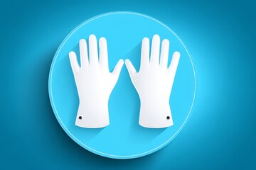 A pair of gloves are shown in a blue circle. a little girl wearing concept.