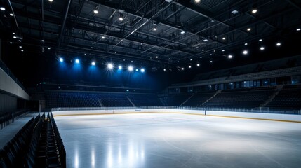 Ice hockey game action indoor arena sports photography modern environment wide-angle view thrilling competition atmosphere