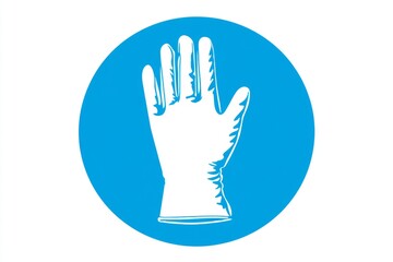 Obraz premium A blue circle with a white glove on it. a little girl wearing concept.