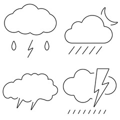 Group of black storm icons on a white background. Vector illustration.