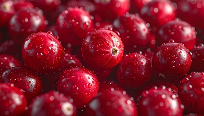 Ultra Realistic Fresh Cranberries with Glossy Red Color