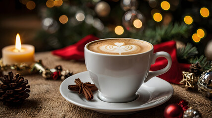cup of coffee and christmas cookies