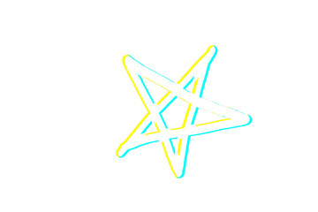 Neon Glitch Star on Black Background