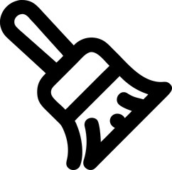 Simple line art icon of a brush, representing cleaning, painting, or digital design concepts. Minimalist vector illustration for creative projects and user interface elements