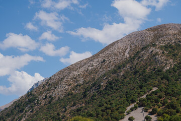 White Mountains in Crete, Greek island mountain landscape with typical Mediterranean terrain