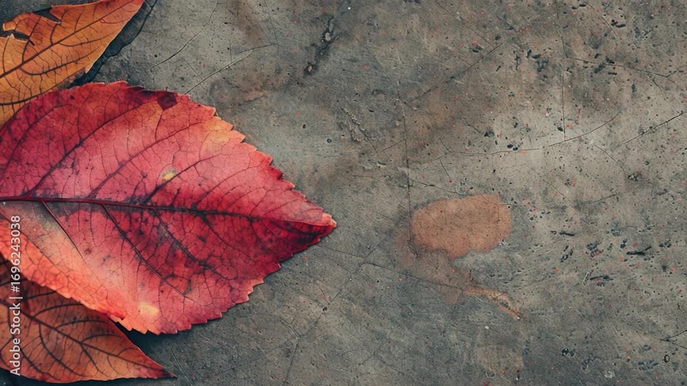 Poster a close-up shot of a single leaf lying on the ground, with intricate details and textures