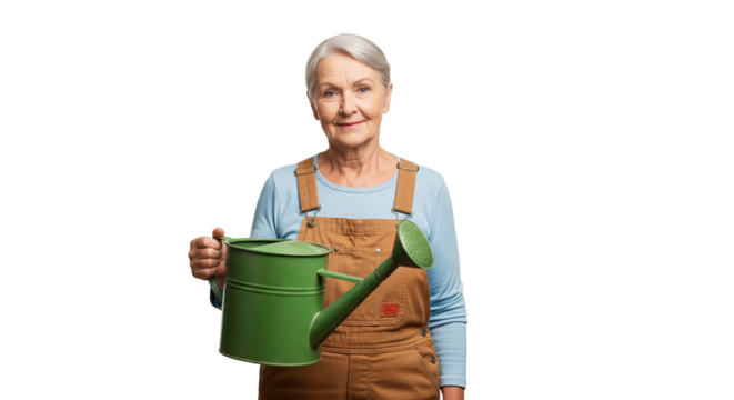 senior woman with watering can