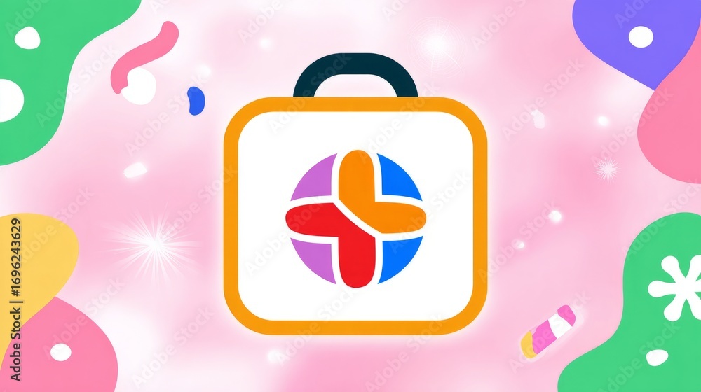 Poster a background with a lot of different symbols and icons.abstract medical background with icons and pa