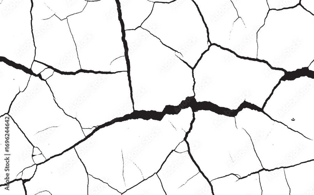Poster abstract white background with black cracks creating a fragmented texture design aesthetic
