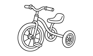 Simple line art tricycle for kids coloring book and design projects