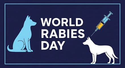 World rabies day illustration with dogs and a syringe