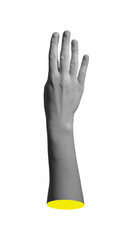Fototapeta premium Hand showing four raised fingers. Expressive gesture symbolizing number four, digit 4, counting or