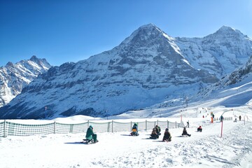 winter panorama of the alps in central switzerland