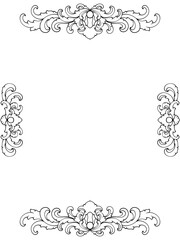 set decorative frame with floral elements