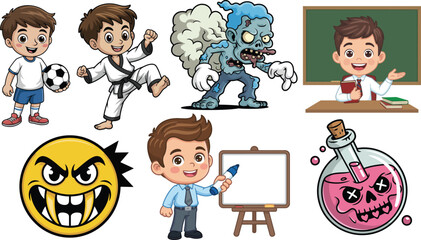Vector cartoon characters illustration set for education and design projects collection
