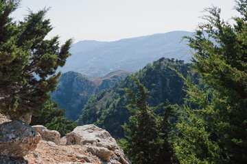 White Mountains in Crete, Greek island mountain landscape with typical Mediterranean terrain