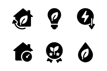 Eco-friendly energy icons for green living and sustainable practices
