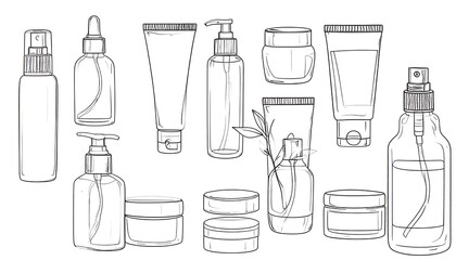 Collection of various cosmetic containers